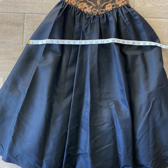 Gunne Sax Black Midi Dress with Floral Corset Style Top Size: S - Picture 9 of 9